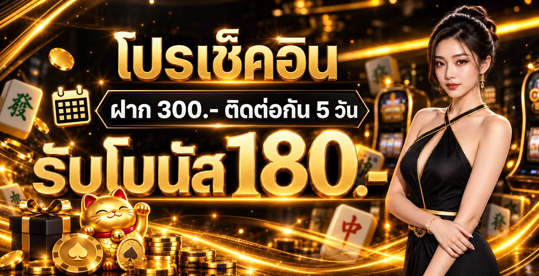 โปรเช็คอิน LOTTS-8 พร้อมตัวละคร Lucky Neko โทนทองดำ